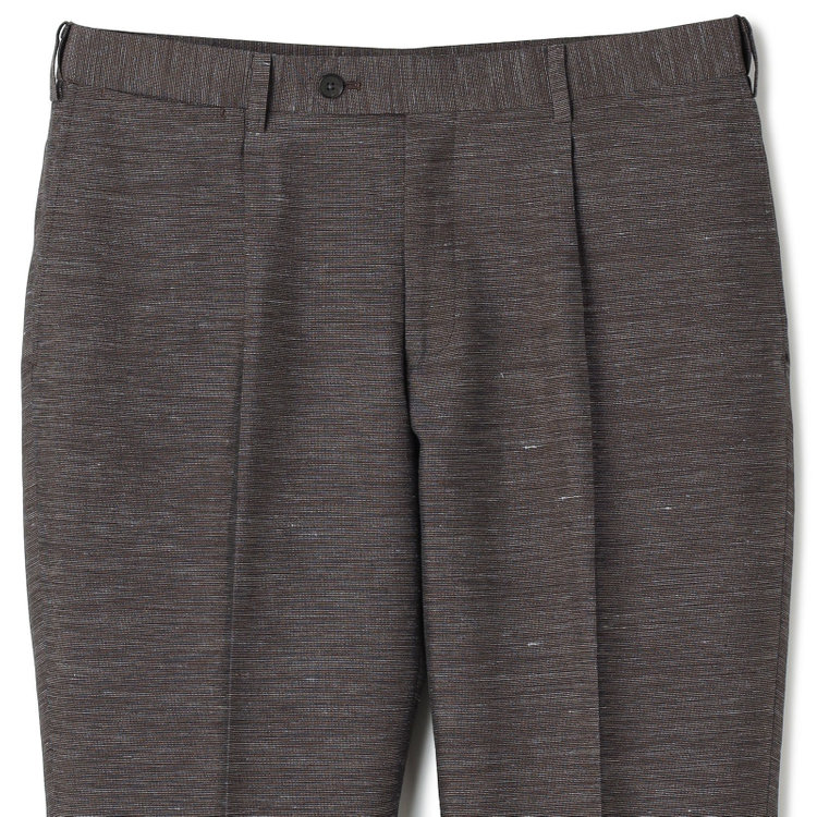 シルバーライン 【CLASSICO TAPERED】【春夏】 1タックテーパードパンツ/ブラウン/ウエストムーブ/※裾上げ済み仕様 茶中間