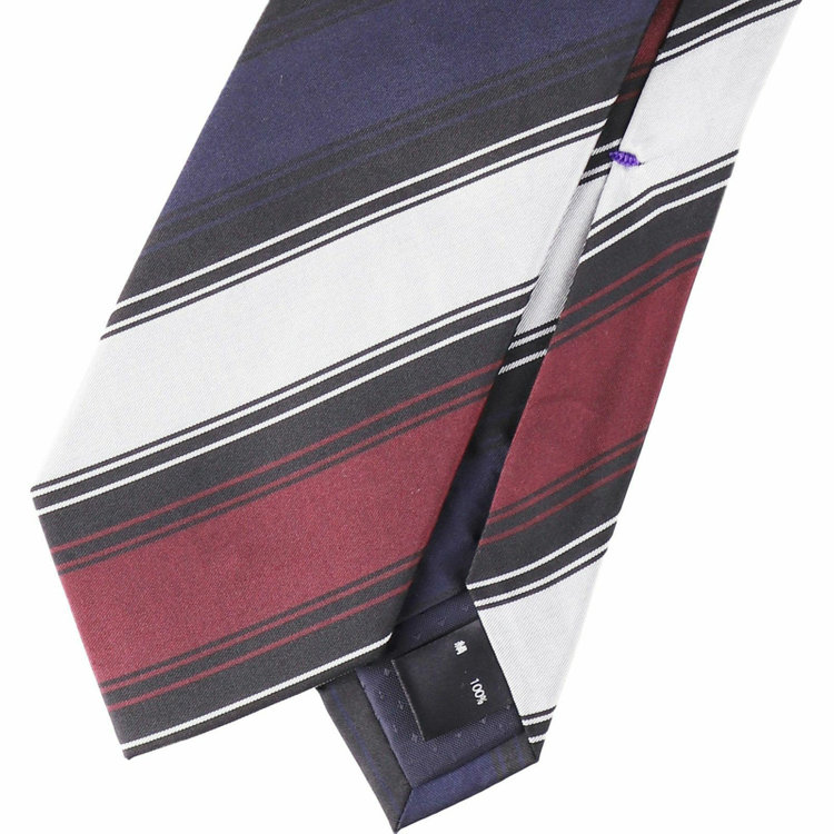 ブラックライン 【WEB限定/OUTLET】【BL】シルクストライプネクタイ 7.0cm幅/ネイビー×ワイン×シルバー×ブラック ネイビー系(紺)