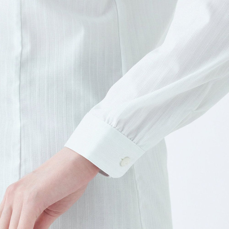 スーツセレクト 【SUIT SELECT×Samantha Thavasa】【長袖】リボン&フリル取り外しスキッパー/ミント×ドビーストライプ/形態安定 ミント系(薄緑)