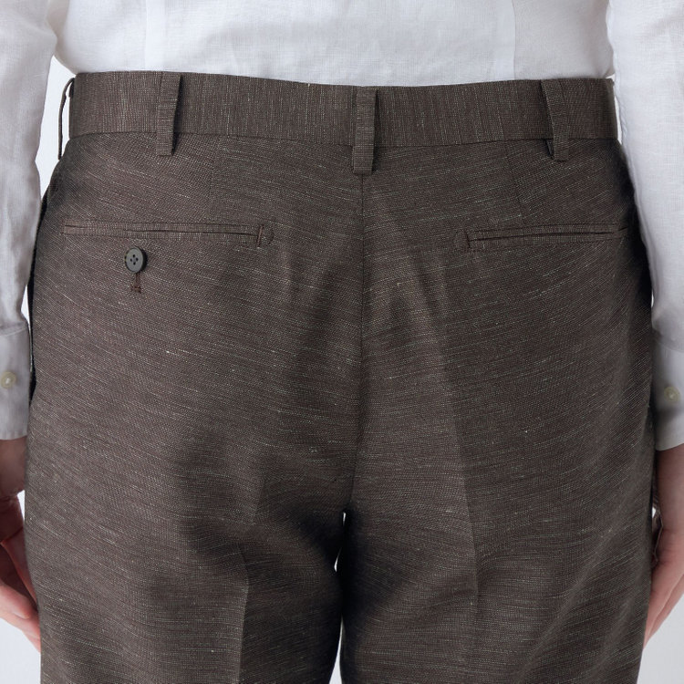 シルバーライン 【CLASSICO TAPERED】【春夏】 1タックテーパードパンツ/ブラウン/ウエストムーブ/※裾上げ済み仕様 茶中間