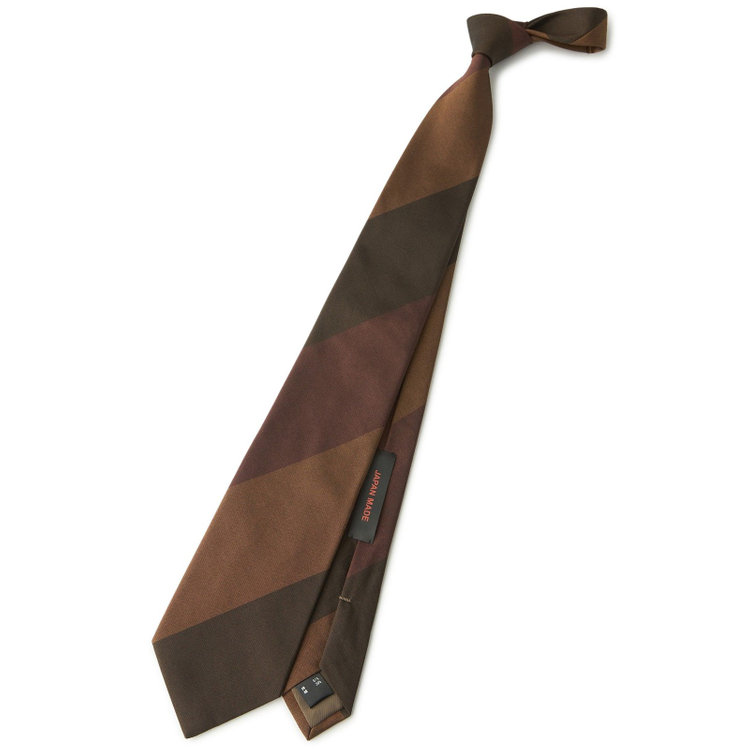 シルバーライン 【SILVER LINE】コットンシルクストライプネクタイ 8.5cm幅/ブラウン/JAPAN MADE その他