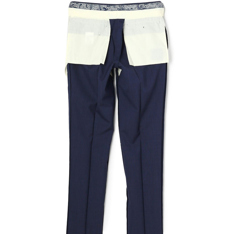 SUIT SELECT　アウトレット 【WEB限定/OUTLET/汚れ・キズ等有】【CLASSICO TAPERED】【春夏】ウール 1タックテーパードパンツ/ネイビー×ソリッド/ウエストムーブ/ウォッシャブル/※裾上げ必要 紺淡色