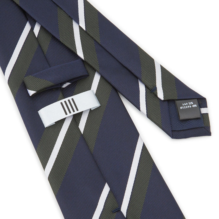 シルバーライン 【SILVER LINE】シルクブレンドストライプネクタイ 8.0cm幅/グリーン×ネイビー その他