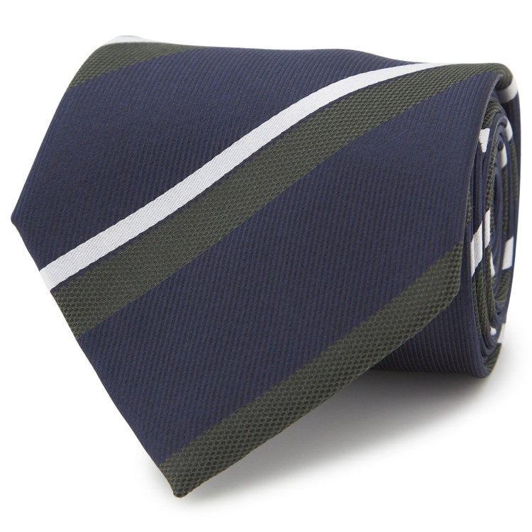 シルバーライン 【SILVER LINE】シルクブレンドストライプネクタイ 8.0cm幅/グリーン×ネイビー その他