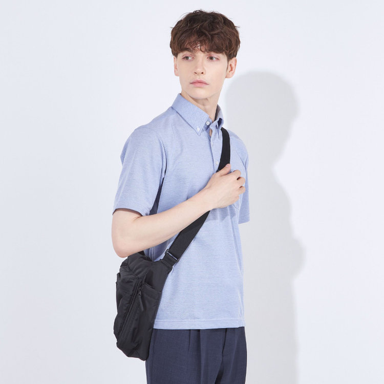 シルバーライン 【RBC/五分袖】ボタンダウンビズポロシャツ プルオーバータイプ/ブルー/4S コットンブレンド 紺淡色