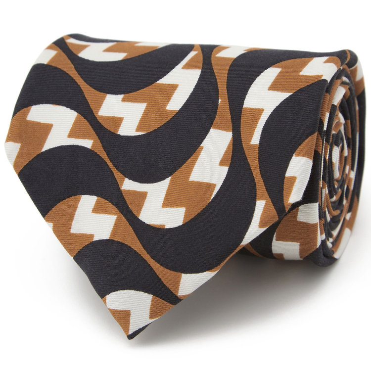 シルバーライン 【SILVER LINE】シルクネクタイ 8.5cm幅/ブラウン×ブラック×ホワイト/SARUTAHIKO COFFEE その他