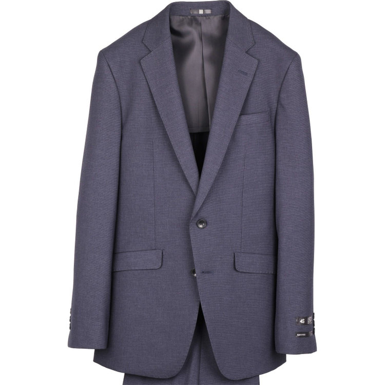 スーツセレクト 【発送在庫あり】【SLIM TAPERED_2】【春夏】2釦シングルスーツ 0タック/ネイビー×ハウンドトゥース/ウエストシャーリング/4S/※パンツ裾上げ済仕様 ネイビー系(紺)