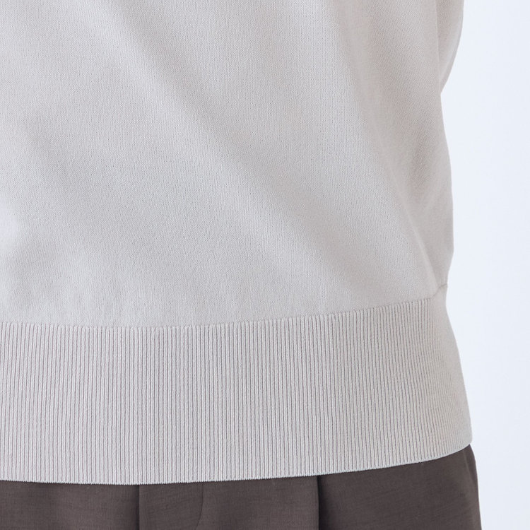 シルバーライン 【SILVER LINE/５分袖】 天竺編みモックネックニット/グレー グレー淡色