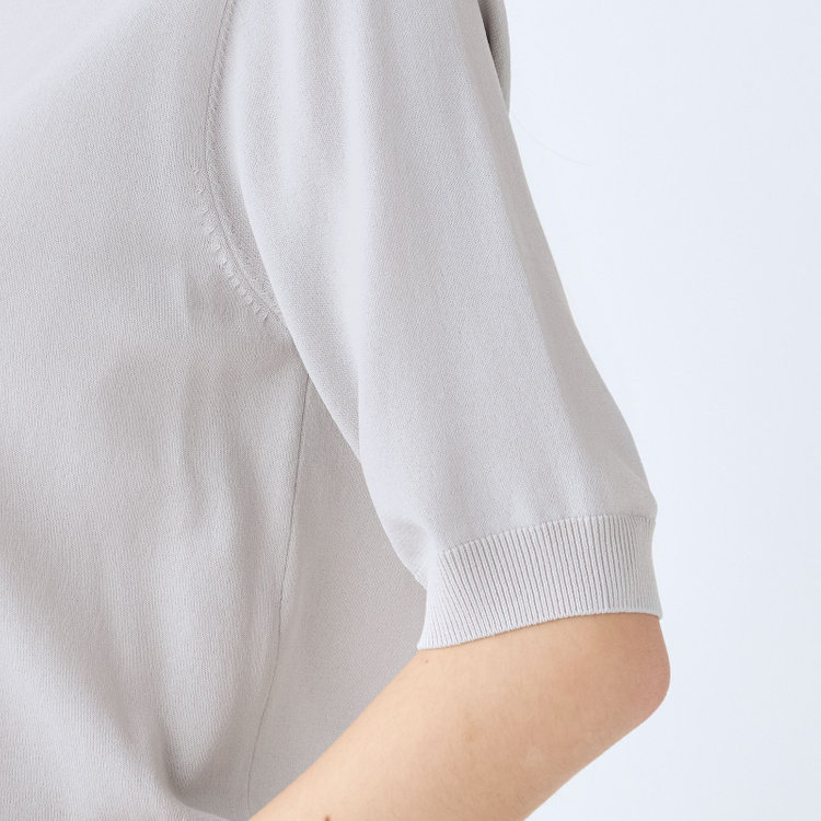 シルバーライン 【SILVER LINE/５分袖】 天竺編みモックネックニット/グレー グレー淡色