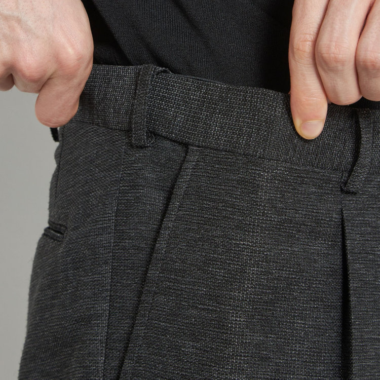 シルバーライン 【5DAYS CLOSET】【RBC】【春夏】1タックテーパードパンツ/グレー×レノクロス/ウエストムーブ仕様/4S SUSTAINABILITY&ECOLOGY FABRIC/※裾上げ必要 グレー濃色