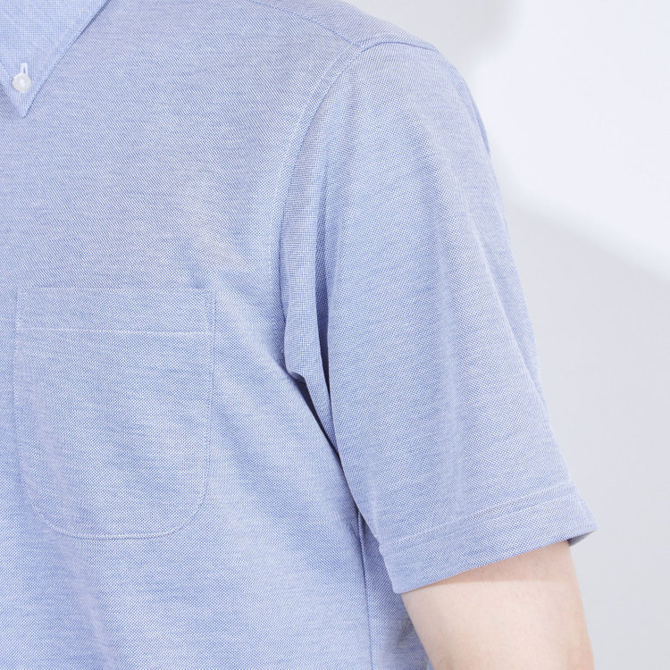 シルバーライン 【RBC/五分袖】ボタンダウンビズポロシャツ プルオーバータイプ/ブルー/4S コットンブレンド 紺淡色