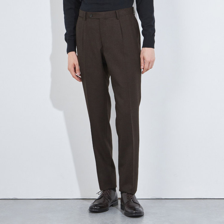 シルバーライン CLASSICO TAPERED】【秋冬】ウール 1タックテーパードパンツ/ブラウン/ウエストムーブ/※裾直し必要 茶濃色