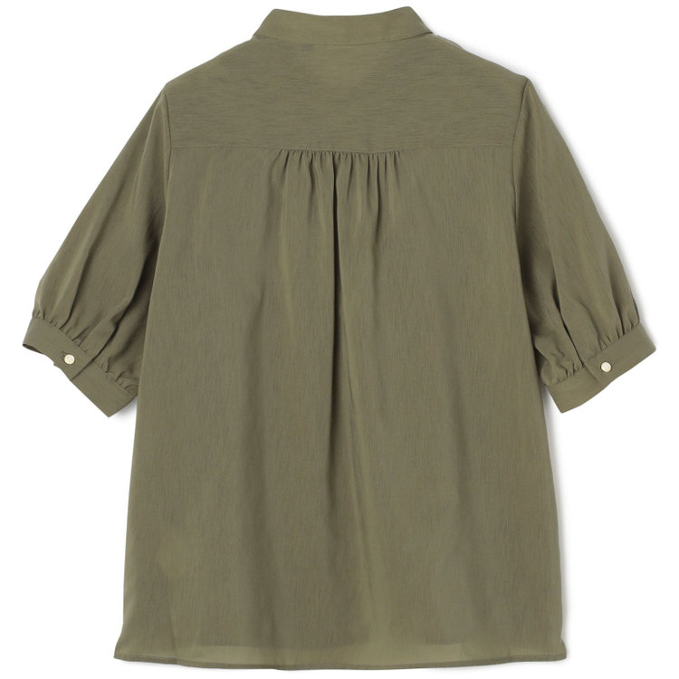 シルバーライン 【SL/半袖】バンドカラーブラウス/カーキ/ストレッチ/通気性/吸水・速乾 緑中間