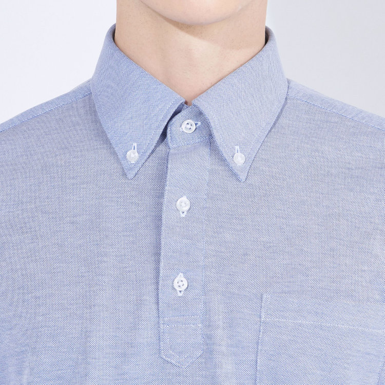 シルバーライン 【RBC/五分袖】ボタンダウンビズポロシャツ プルオーバータイプ/ブルー/4S コットンブレンド 紺淡色