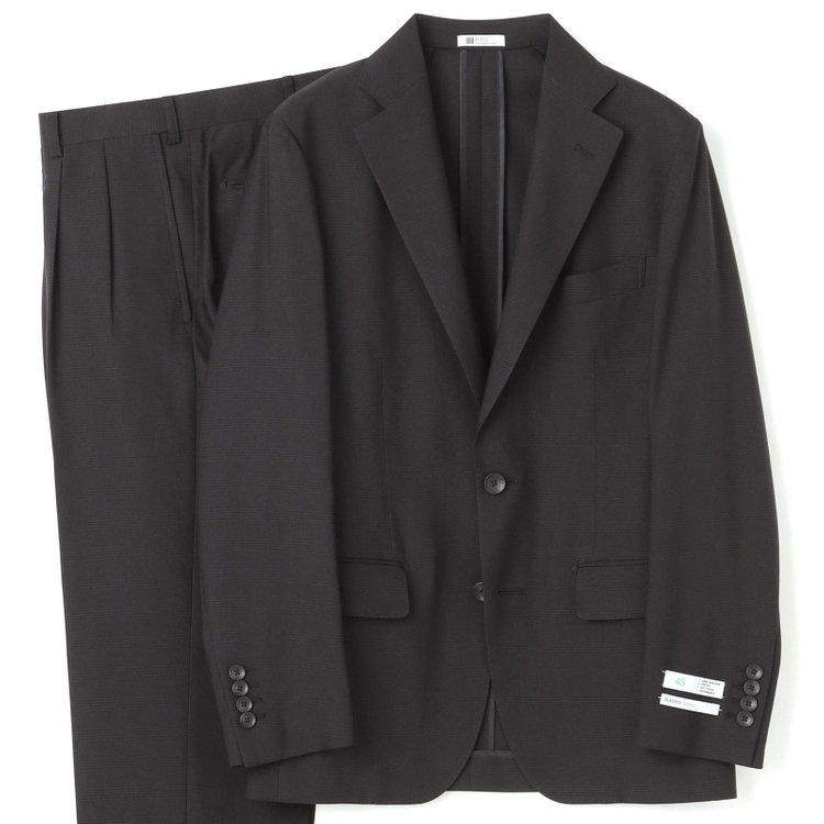 シルバーライン 【RBC】【春夏】2釦シングルスーツ 1タック/ブラック×チェック/ウエストムーブ/4S AIR SUSTAINABILITY&ECOLOGY FABRIC/※パンツ裾上げ済仕様 黒