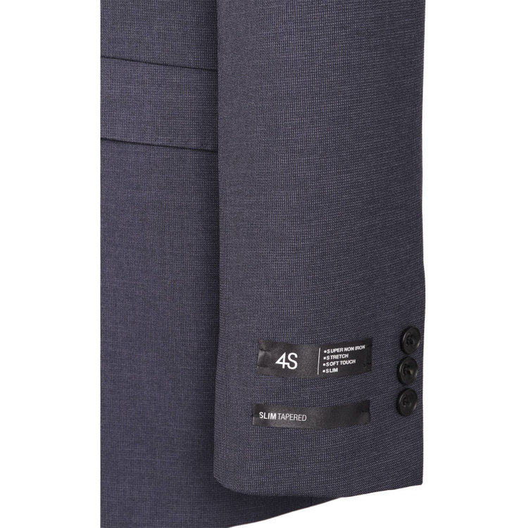 スーツセレクト 【発送在庫あり】【SLIM TAPERED_2】【春夏】2釦シングルスーツ 0タック/ネイビー×ハウンドトゥース/ウエストシャーリング/4S/※パンツ裾上げ済仕様 ネイビー系(紺)