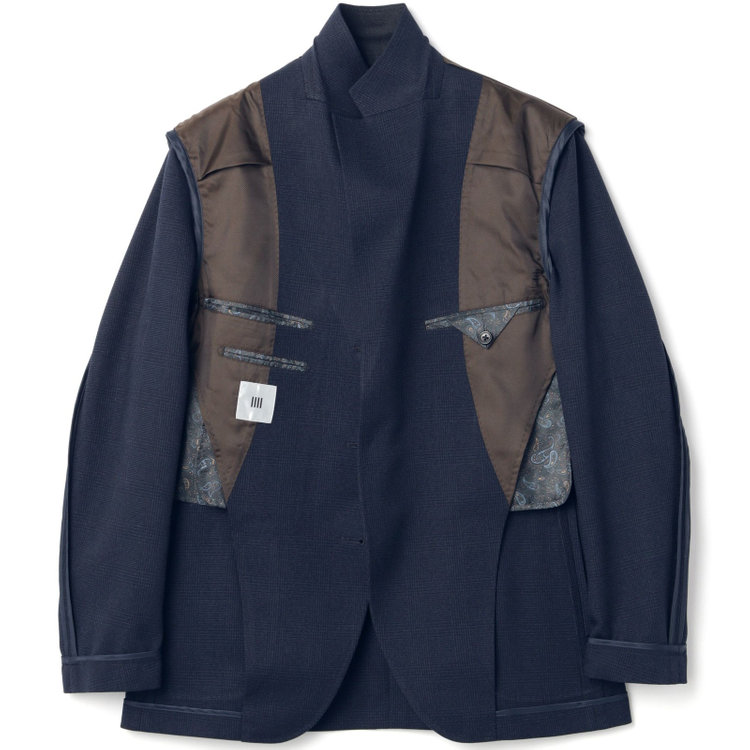 シルバーライン 【発送在庫あり】【RBC】【秋冬】3釦段返りジャケット/ネイビー×グレンチェック/パッチポケット 紺中間