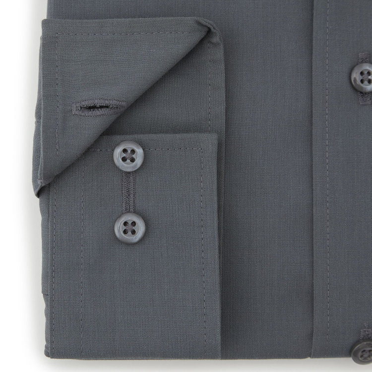 ブラックライン 【発送在庫あり】【BLACK LINE】【形態安定】ロングポイントカラーワイシャツ/ダークグレー グレー中間