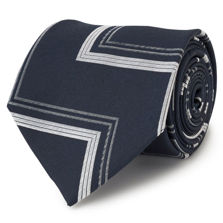 ブラックライン 【BLACK LINE】シルクブレンド幾何学柄ネクタイ 7.5cm幅/ネイビー その他