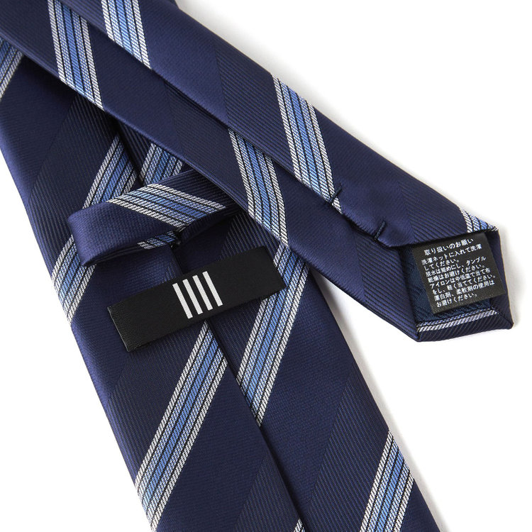 ブラックライン 【BLACK LINE】ポリエステルストライプネクタイ 7.5cm幅/ネイビー/ウォッシャブル その他