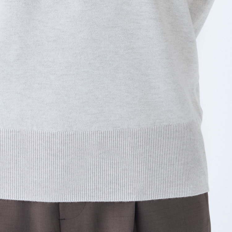 シルバーライン 【SILVER LINE/５分袖】ラメ天竺編みボートネックニット/グレー×ホワイトシルバー グレー淡色