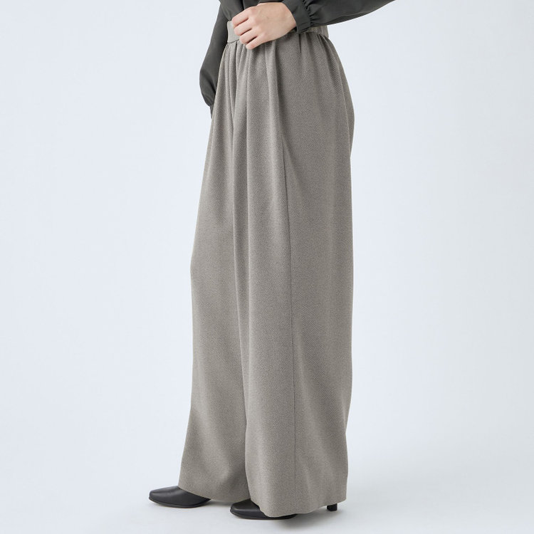 シルバーライン 【SL】【秋冬】ギャザーワイドパンツ/グレー/ウォッシャブル/ウエストシャーリング/※裾上げ済仕様 グレー中間