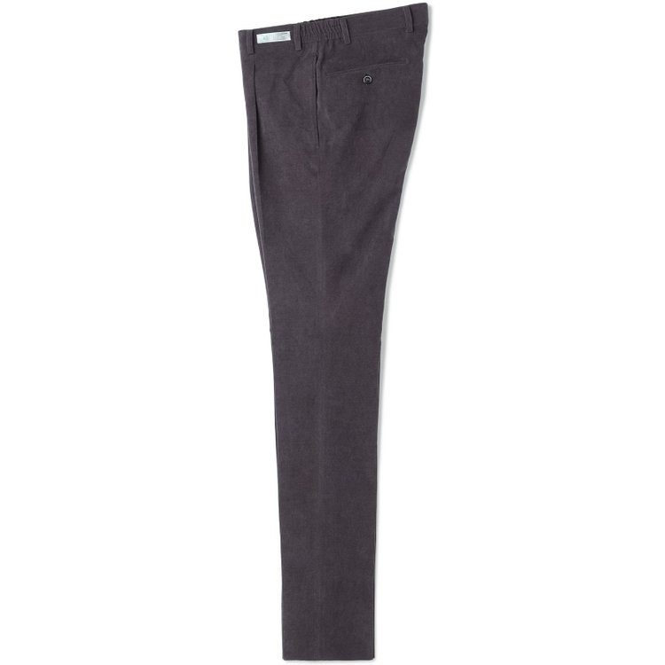 シルバーライン 【CLASSICO TAPERED】【秋冬】ポリエステル1タックテーパードパンツ/グレー×コーデュロイ/シャーリング仕様/4S SUSTAINABLE/※裾上げ必要 グレー濃色