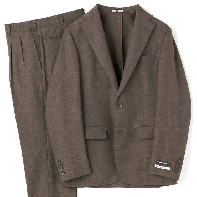 シルバーライン 【CLASSICO TAPERED】【春夏】3釦段返りシングルスーツ 2タック/ブラウン/NEW ZEALAND WOOL MIX/裾直し必要 茶中間