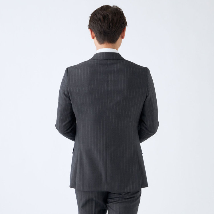 シルバーライン 【発送在庫あり】【CLASSICO TAPERED】【秋冬】2釦シングルスーツ 1タック/グレー×ストライプ/CANONICO 1663 fabric made in italy/※裾上げ必要 グレー中間