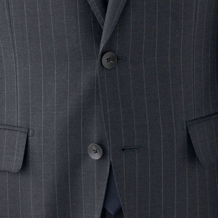 シルバーライン 【発送在庫あり】【CLASSICO TAPERED】【秋冬】2釦シングルスーツ 1タック/グレー×ストライプ/CANONICO 1663 fabric made in italy/※裾上げ必要 グレー中間