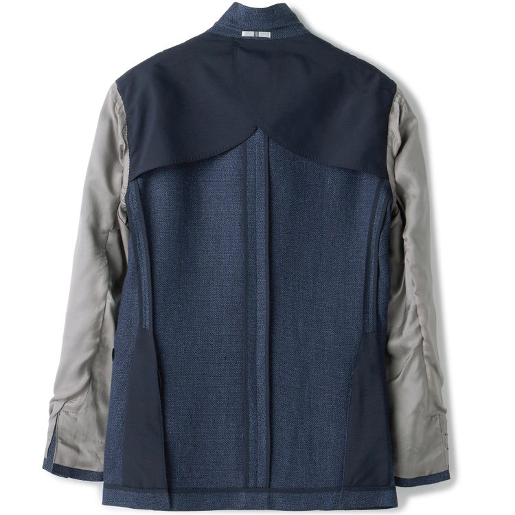シルバーライン 【CLASSICO TAPERED】【春夏】ウールリネン2釦シングルジャケット/ネイビー/パッチポケット/MARZOTTO 青中間