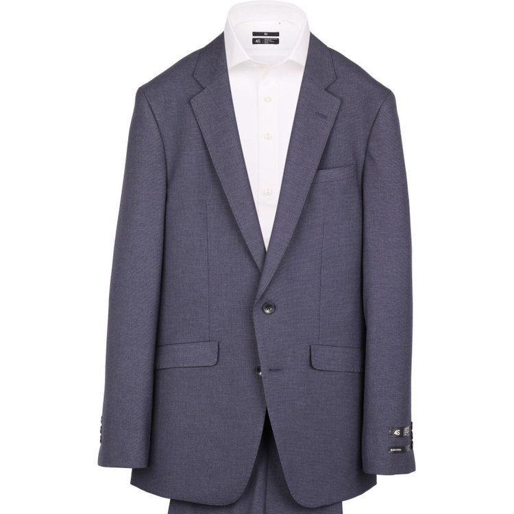 スーツセレクト 【発送在庫あり】【SLIM TAPERED_2】【春夏】2釦シングルスーツ 0タック/ネイビー×ハウンドトゥース/ウエストシャーリング/4S/※パンツ裾上げ済仕様 ネイビー系(紺)