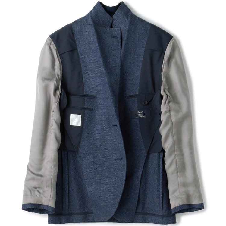 シルバーライン 【CLASSICO TAPERED】【春夏】ウールリネン2釦シングルジャケット/ネイビー/パッチポケット/MARZOTTO 青中間