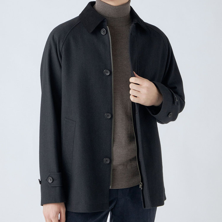 シルバーライン 【SL】ウールブレンドデュアリティショートコート/ダークグレー/140S BLENDED EXTRA FINE MERINO WOOL グレー濃色