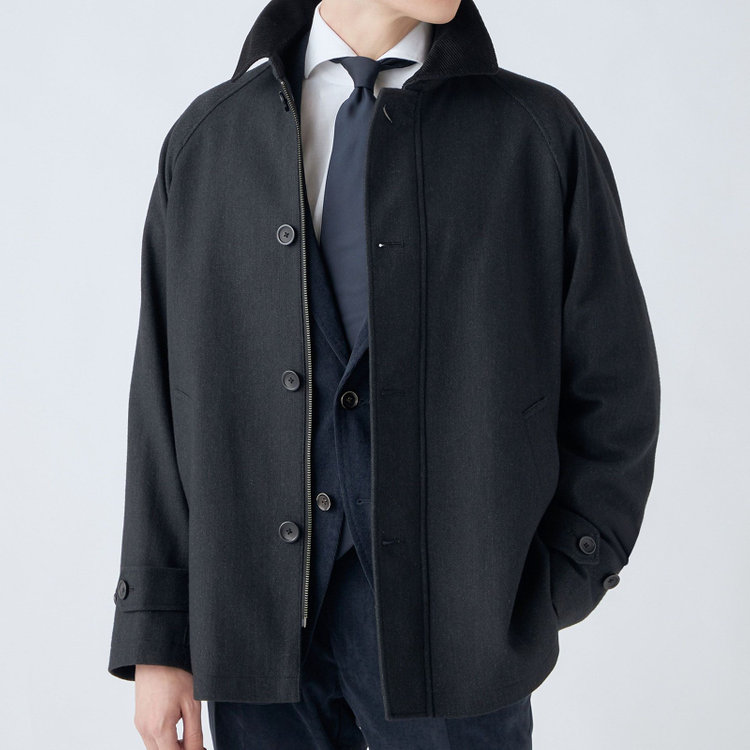 シルバーライン 【SL】ウールブレンドデュアリティショートコート/ダークグレー/140S BLENDED EXTRA FINE MERINO WOOL グレー濃色