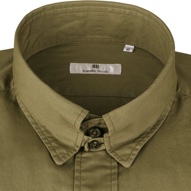 スーツセレクト 【発送在庫あり】【CLASSICO TAPERED】タブカラードレスワイシャツ/カーキ×ソリッド グリーン系(緑)