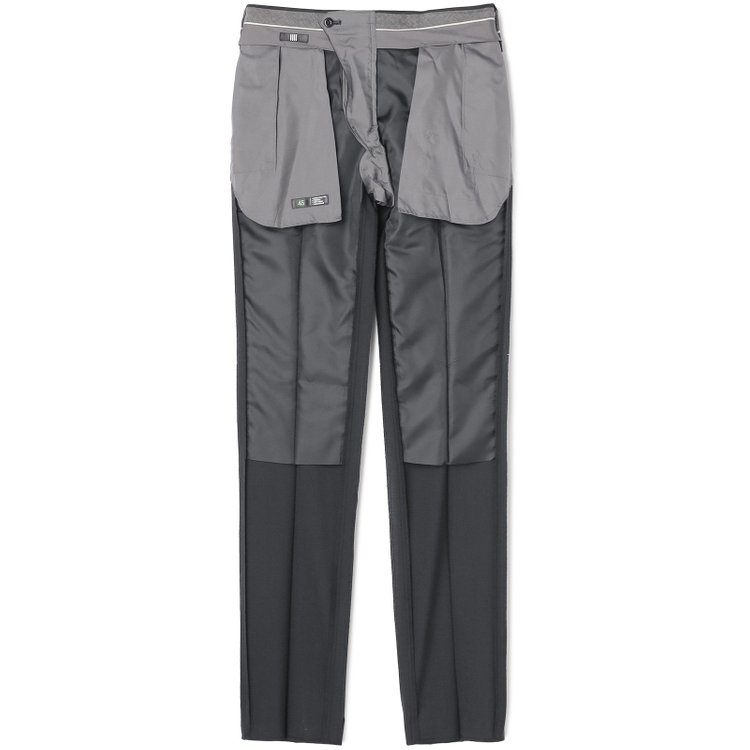 ブラックライン 【SLIM TAPERED】【春夏】0タックテーパードパンツ/ブラック×マイクロチェック/ウエストムーブ/ウォッシャブル/4S/※裾上げ必要 黒