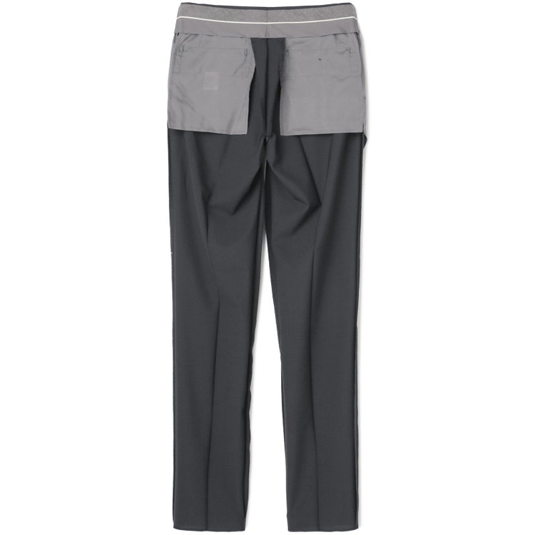 ブラックライン 【SLIM TAPERED】【春夏】0タックテーパードパンツ/ブラック×マイクロチェック/ウエストムーブ/ウォッシャブル/4S/※裾上げ必要 黒