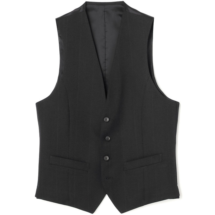 シルバーライン 【CLASSICO TAPERED】【春夏】2釦シングルスリーピーススーツ 1タックテーパードパンツ/ブラック×ウィンドペン/ウエストムーブ/4S SUSTAINABILITY&ECOLOGY FABRIC/※パンツ裾上げ済仕様 黒