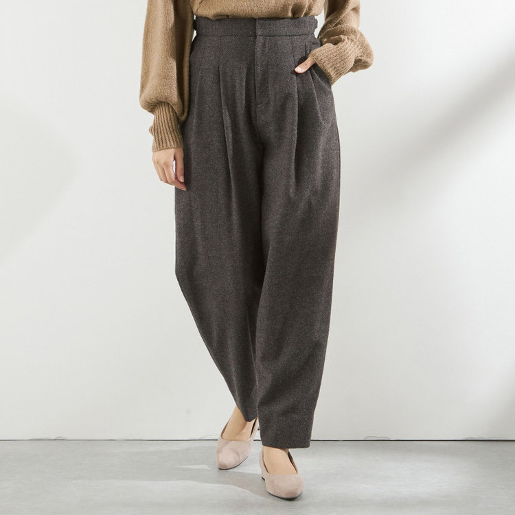 ブラックライン 【BLACK LINE】2タックバレルパンツ/ブラウン/※裾上げ済み仕様 茶中間