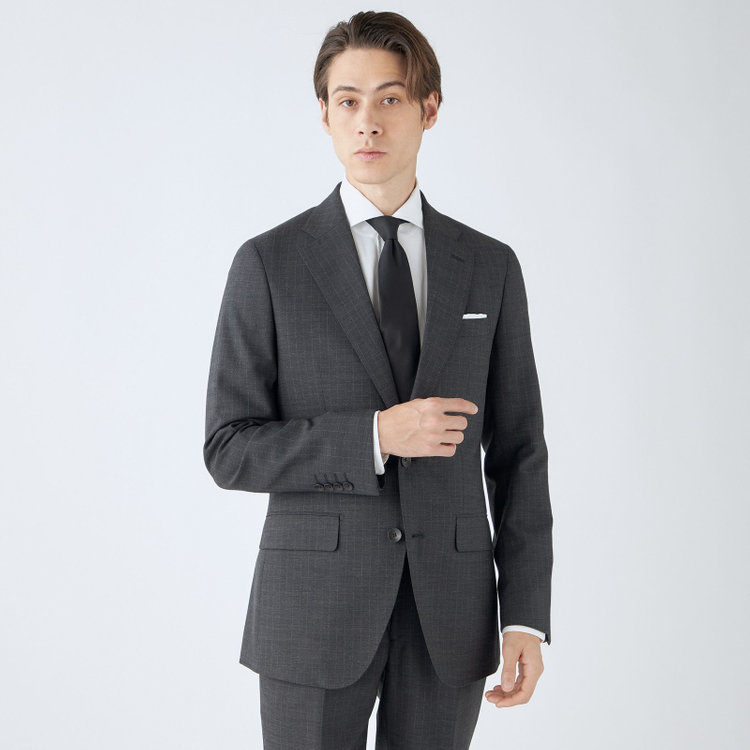 シルバーライン 【CLASSICO TAPERED】【年間】スペアパンツ付き/2釦シングルスーツ 1タック/グレー×ストライプ/ウエストシャーリング仕様/ウォッシャブル/※裾上げ必要 グレー中間