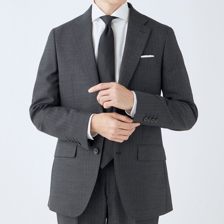 シルバーライン 【CLASSICO TAPERED】【年間】スペアパンツ付き/2釦シングルスーツ 1タック/グレー×ストライプ/ウエストシャーリング仕様/ウォッシャブル/※裾上げ必要 グレー中間