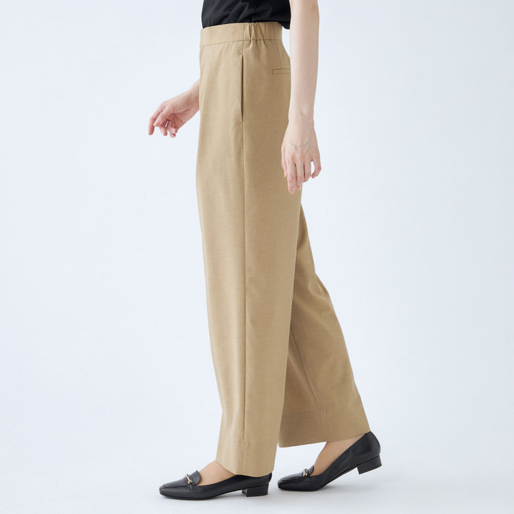 シルバーライン 【SL】【年間】ワイドパンツ/ライトブラウン/ウォッシャブル/裾上げ済仕様 茶淡色