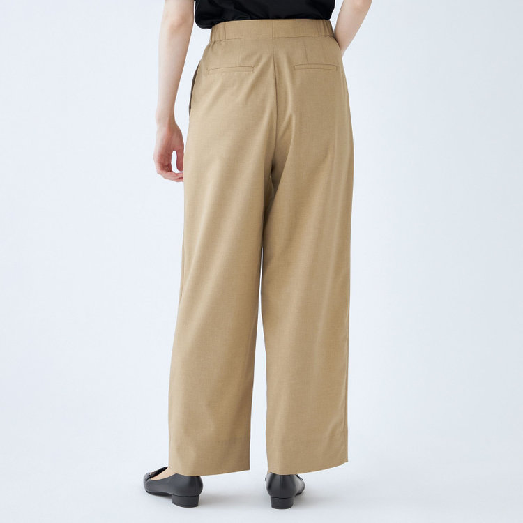 シルバーライン 【SL】【年間】ワイドパンツ/ライトブラウン/ウォッシャブル/裾上げ済仕様 茶淡色