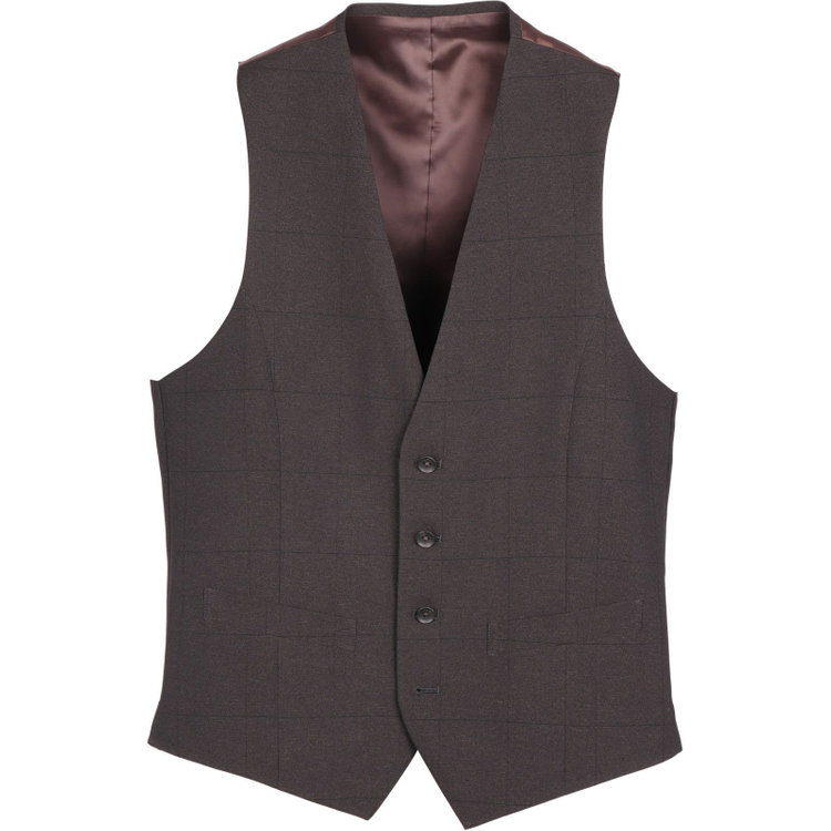 スーツセレクト 【発送在庫あり】【CLASSICO TAPERED】【春夏】2釦シングルスリーピーススーツ 1タック/ブラウン×ウィンドペン/ウエストムーブ/4S SUSTAINABILITY&ECOLOGY FABRIC/※パンツ裾上げ済仕様 ブラウン系(茶)