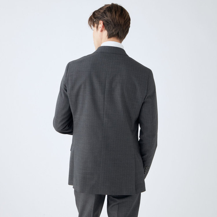 シルバーライン 【CLASSICO TAPERED】【年間】スペアパンツ付き/2釦シングルスーツ 1タック/グレー×ストライプ/ウエストシャーリング仕様/ウォッシャブル/※裾上げ必要 グレー中間