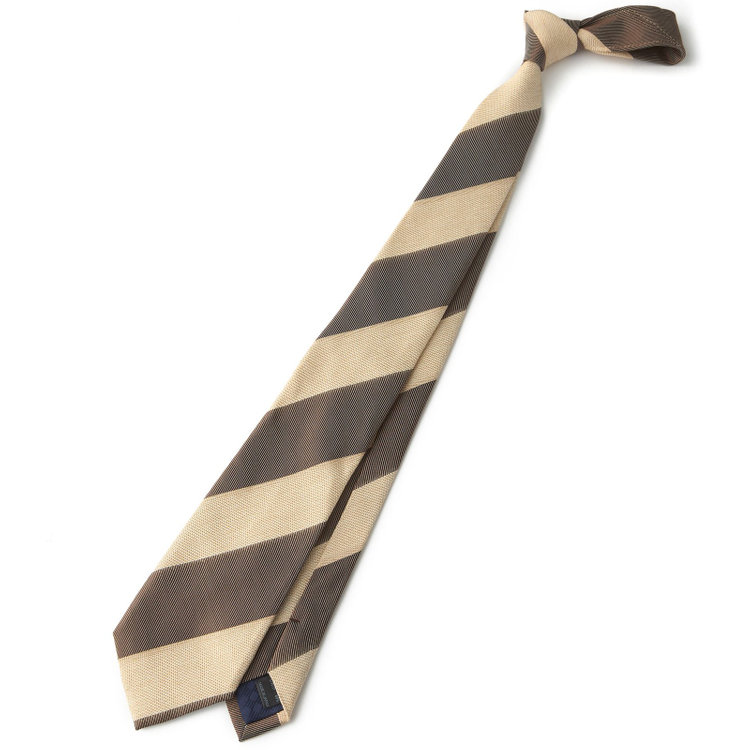 ブラックライン  【BLACK LINE】コットンシルクストライプネクタイ 7.5cm幅/ブラウン/ITALIAN FABRICS その他