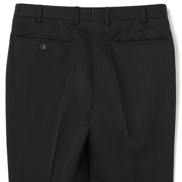 シルバーライン 【CLASSICO TAPERED】【春夏】2釦シングルスリーピーススーツ 1タックテーパードパンツ/ブラック×ウィンドペン/ウエストムーブ/4S SUSTAINABILITY&ECOLOGY FABRIC/※パンツ裾上げ済仕様 黒