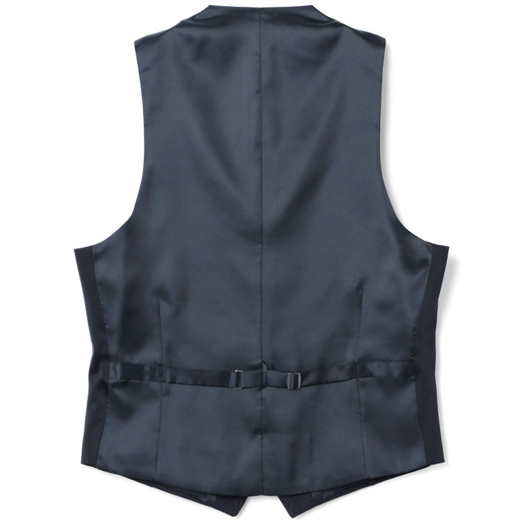 ブラックライン 【発送在庫あり】【SLIM TAPERED_2】【秋冬】2釦シングルスリーピーススーツ 0タック/ネイビー×チェック/ウエストシャーリング/4S SUSTAINABILITY&ECOLOGY FABRIC/※パンツ裾上げ済仕様 紺濃色