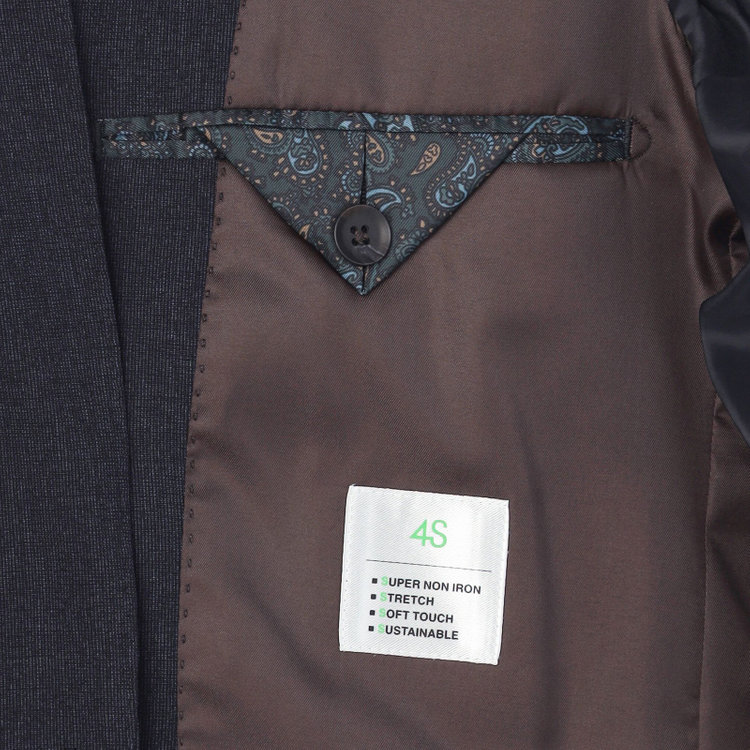 シルバーライン 【CLASSICO TAPERED】【春夏】2釦シングルスリーピーススーツ 1タックテーパードパンツ/ネイビー/ウエストムーブ/4S SUSTAINABILITY&ECOLOGY FABRIC/※パンツ裾上げ済仕様 紺濃色